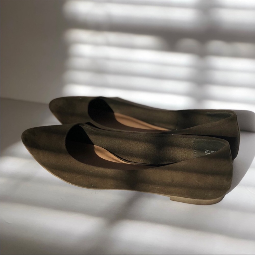 Olive green flats